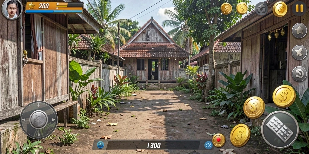Tampilkan karakter utama dalam aksi yang dramatis.